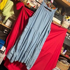 #348 size 3 torrid NWT Trapeze tender denim tiered dress with pockets